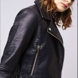 Topshop Faux Leather Biker Jacket
